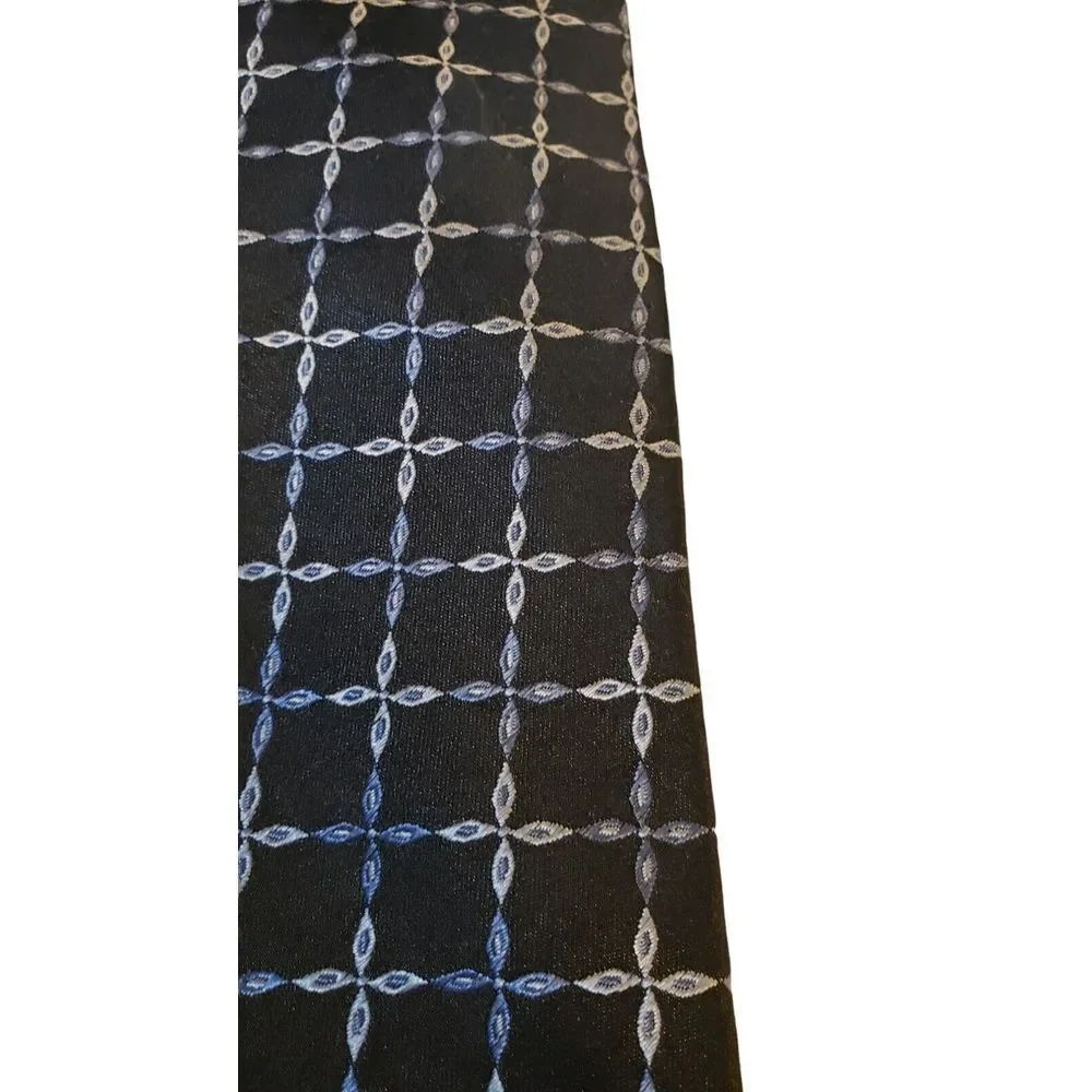 Umberto Frasi Men's Necktie Multitone Blue Geometric Cross Pattern Polyester‎
